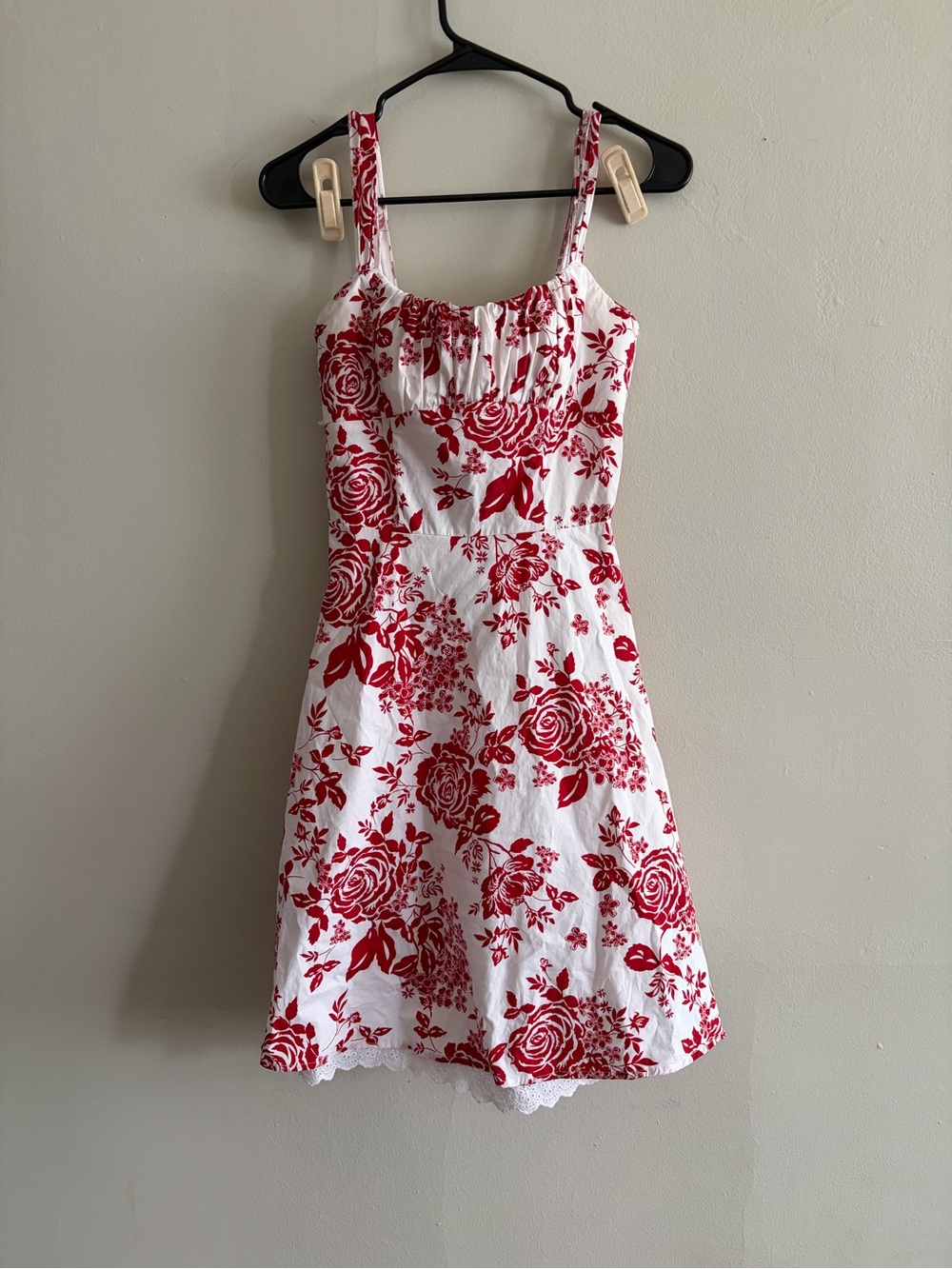 Vintage Y2K Ruby Rox White Sundress with Red Rose Print